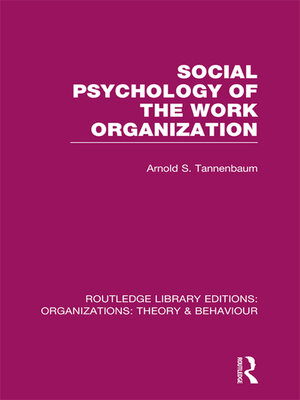 cover image of Social Psychology of the Work Organization (RLE